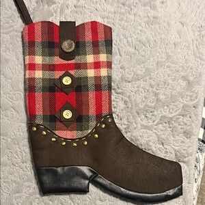 Plaid Christmas Stocking Boot